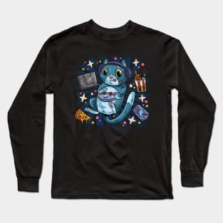 Space Gamer Cat Long Sleeve T-Shirt